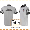 Gray polo-style security uniform shirt with black collar and cuffs, 'Özel Güvenlik' printed on the back and an emblem on the chest.